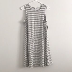 NWT L Old Navy Grey Striped Jersey Dress